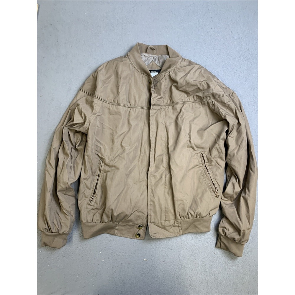 Haband Jacket Men's Medium Full Covered Zipper Light‎ Brown Zip Up Pockets Coat
